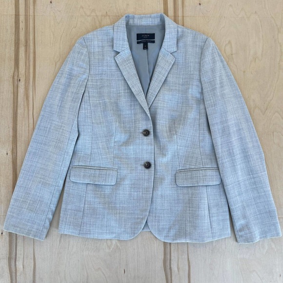 J. Crew Womens Jacket Heather Gray Sz 14 1035 Two Button Super 120s Wool Blazer